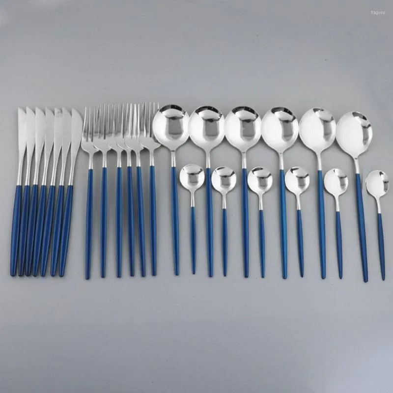 Dinnerware Sets Black Tableware Mirro 24pcs 304 Stainless Steel Cutlery Spoon Fork Knife Set Home Gold Eco Friendly