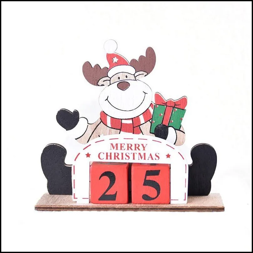 Weihnachtsdekorationen Weihnachtsdekoration Kreativer hölzerner Kalender Countdown-Desktop-Ornament Geschenk für Kinder Neujahrsgeschenke Drop Del Dhflu