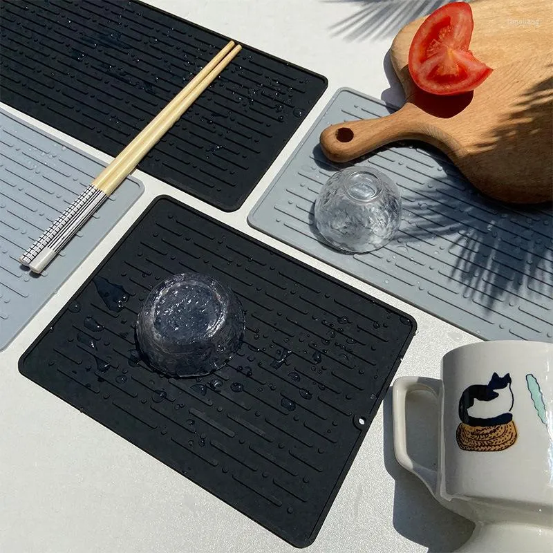 Table Mats 40cm Drain Mat Suit Kitchen Silicone Dish Drainer Tray Sink Drying Non-slip Anti-scalding Pot Household Placemat