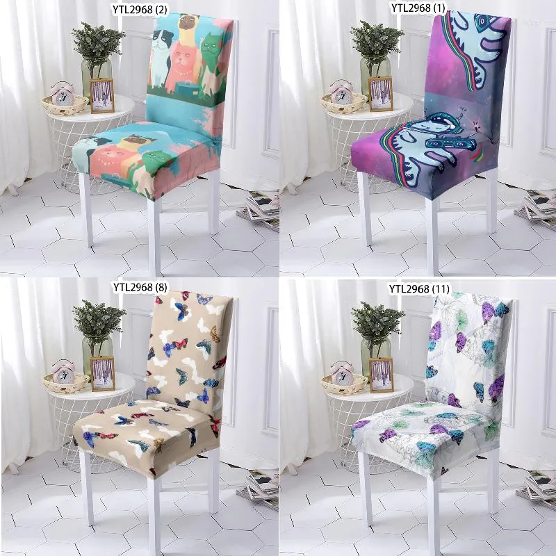 Chair Covers Flowers Leaves And Butterflies Spandex Dinner Table Chairs Cover Recliner Sillas De Oficina