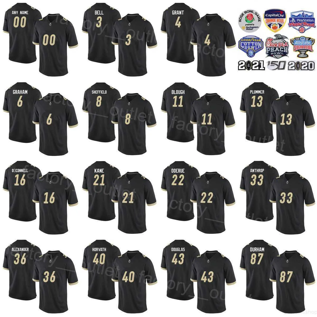 NCAA Purdue College Football 38 Dylan Downing Jersey University 40 Zander Horvath 3 David Bell 13 Jack Plummer 16 Aidan Oconnell 22 King Doerue Oddychający mundur