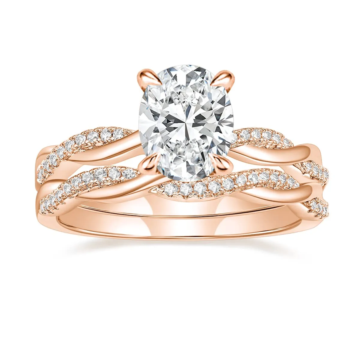 Bague Solitaire 3Ct Bagues De Fiançailles Pour Femmes Coupe Ovale Ensembles De Mariée Cubic Zirconia Wedding Band Twisting Infinity Pave Set Taille 412 D Am8Dg