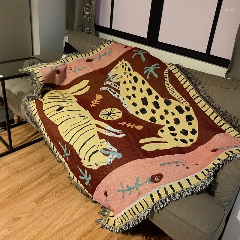 Decken Löwe und Leopard Sofa Thorw verdicken Strickdecke Wandbehang dekorative Wandteppiche Bodenmatte Klavierdecke Bettdecke Tuch