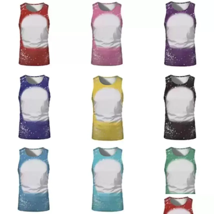 Party Favor Sublimation Bleached Sleeveless Shirts Heat Transfer Party Favor Bleach Shirt Polyester Tshirts Us Men Women Supplies Dr Dhzps