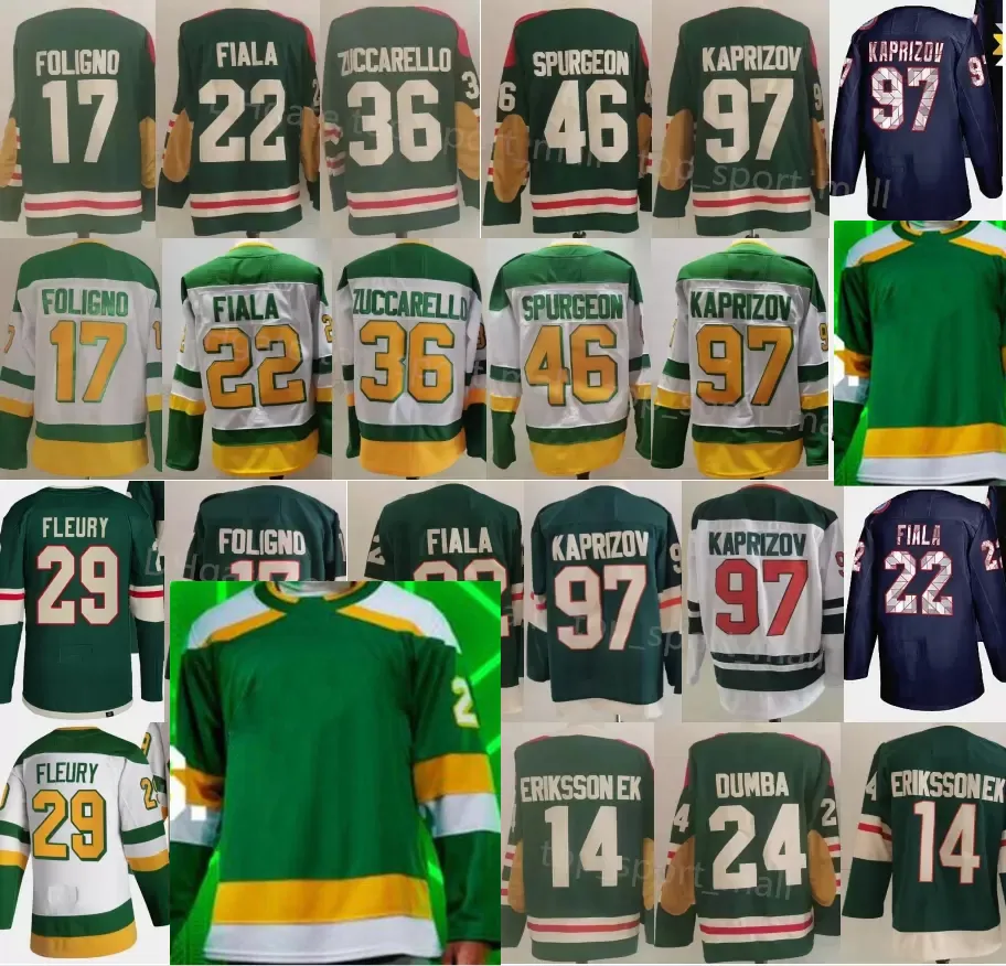Reverse Retro Hockey Kirill Kaprizov Jerseys 29 Marc Andre Fleury Jared Spurgeon Marcus Foligno