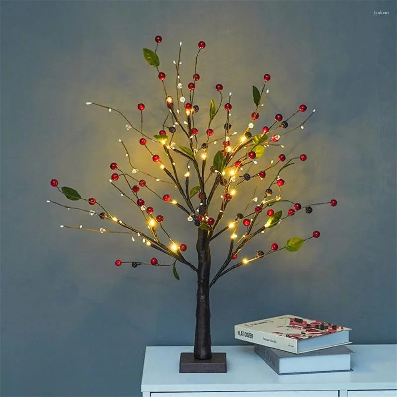 Strings 55cm 24LED Artificial Fruit Tree Light Battery Operated Glowing Branch Table Lamp Night For Xmas Bedroom Home Party Decor