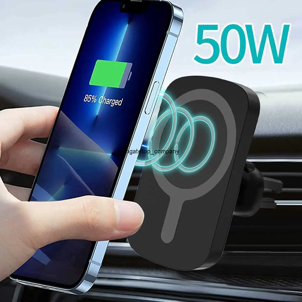 Snabbladdning 50w Qi Magnetic Wireless Car Charger för iPhone 12 13 Mini Pro 12Pro Max Charging Chargers Phone Mount Holder