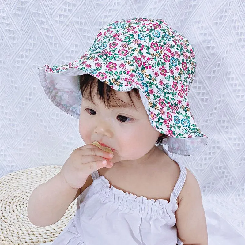 Hats Reversible Bucket Hat For Baby Girls Infant Toddler Summer Kids Sun Wide Birm Beach Lace Girl H192D
