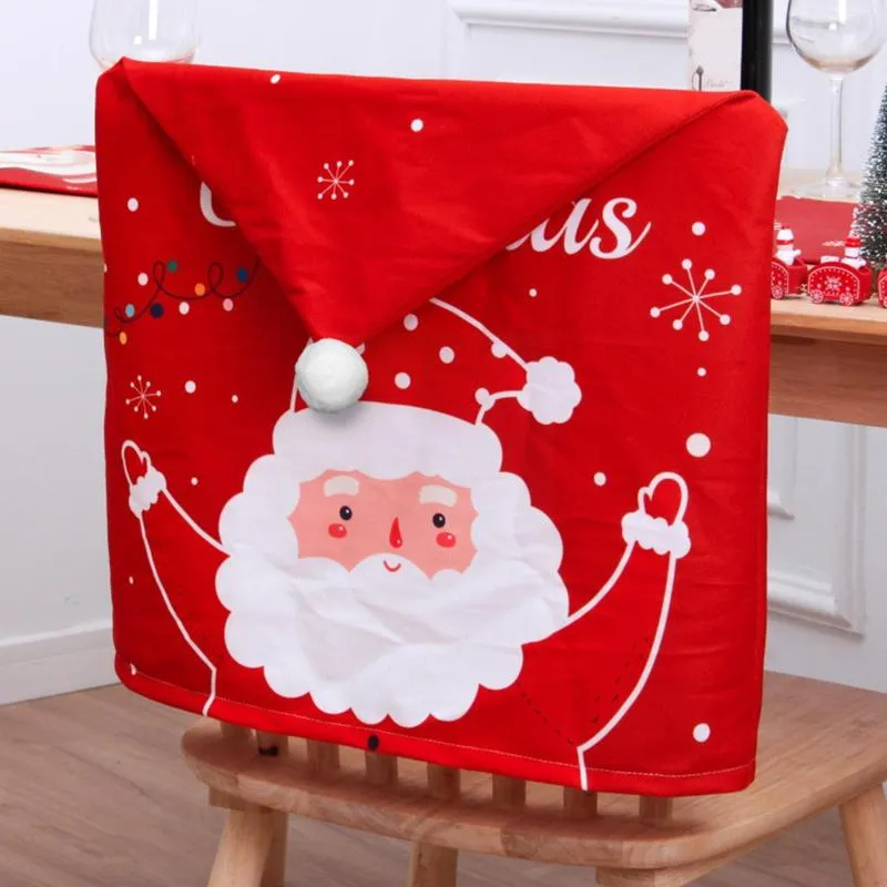 Stoelbedekkingen enorme kerstachter Santa Hat Decor Dining Holiday Room Slipcovers