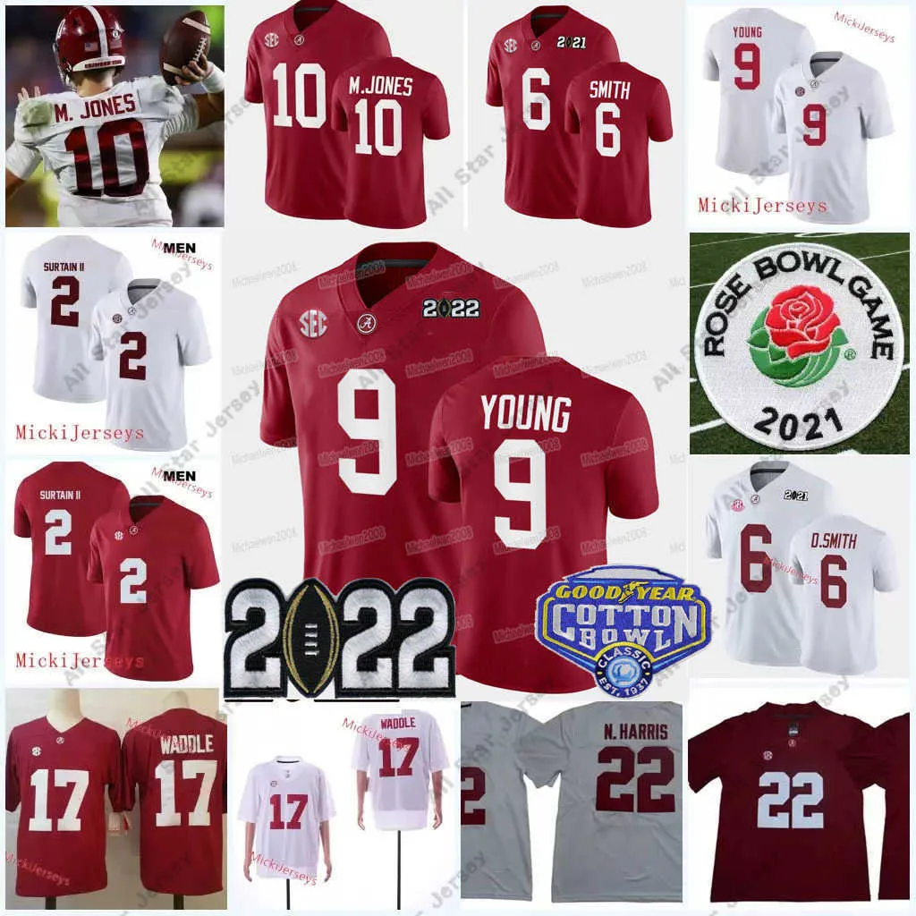 Maillot de football des séries éliminatoires 2022, Alabama Crimson Tide, Bryce Young, 2 Patrick Surtain Ii Nee Harris