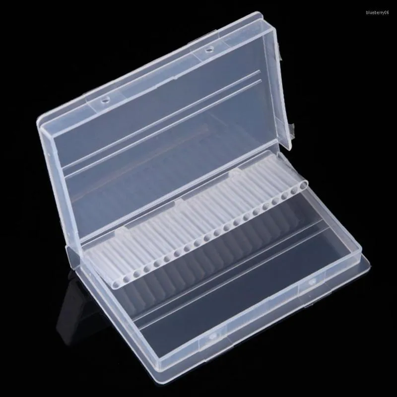 Nail Art Kits 20 Slots Storage Box Plastic display voor boorbitbestanden Acryl Clear Holder Elektrische machine Burrs Manicure Accessoire