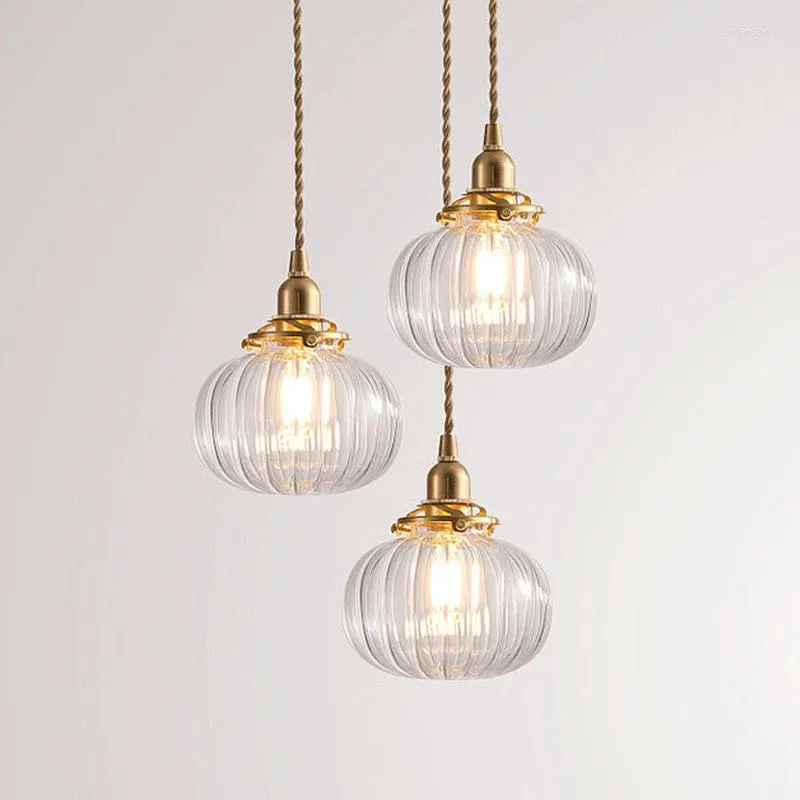 Pendant Lamps Retro Glass Light Nordic Dining Room Lamp Creative Minimalist E27 Transparent Lampshade For Restaurant