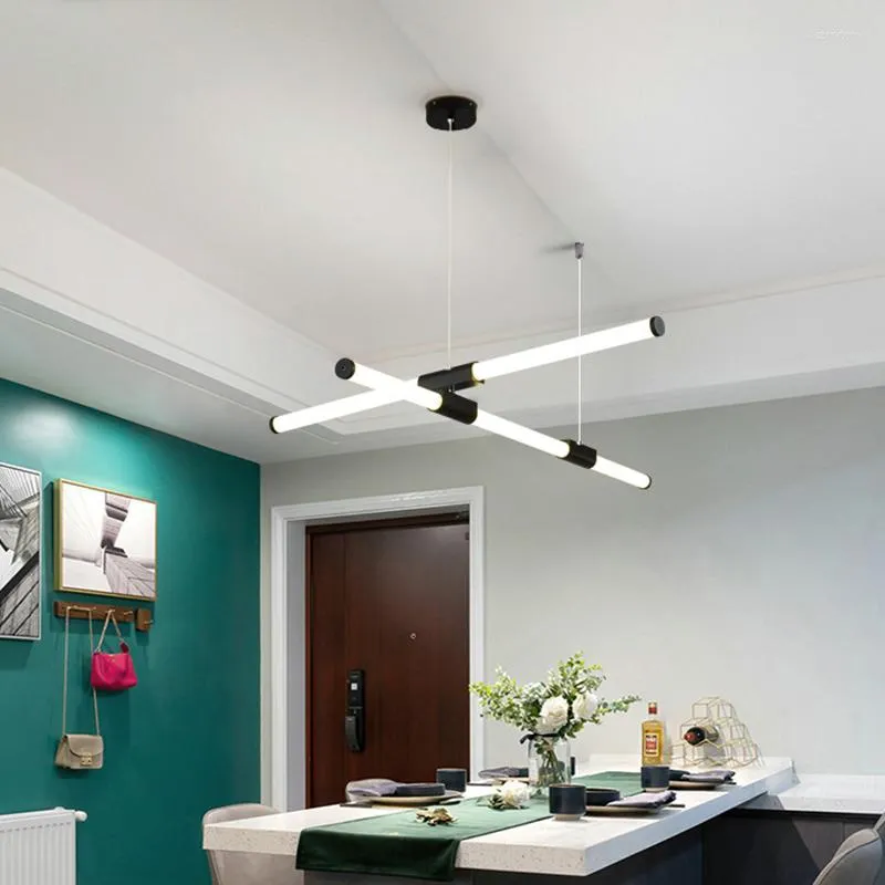 Lustres Akari LED Lustre Simple Post-moderne Long Tube Creative Lampe Front Desk Forme Modifiable Salle À Manger Suspension