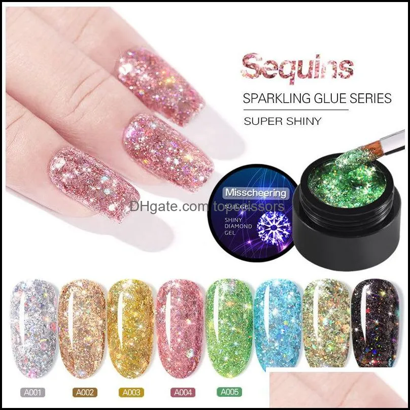 Nagelgel glansig glitter nagelgel 5 ml polsk ljus diamanthybrid lack för manikyr konst geler droppleverans 2022 hälsa skönhet dhb3h