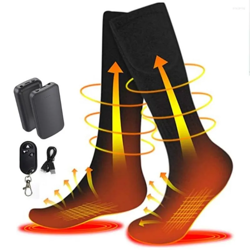 Spor çorapları ısıtmalı uzaktan kumanda elektrikli ısıtma şarj edilebilir pil kış termal erkekler için açık hava