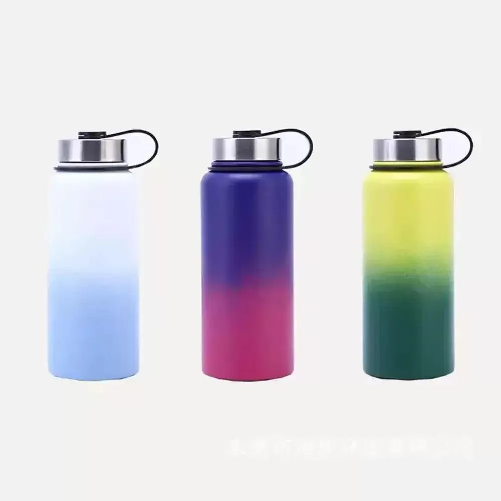 Tassen 32 Unzen/1000 ml Tassen Edelstahl Auto Tassen Vakuum Insated Doppelwandige Wasserflasche Thermosublimation Farbverlauf Raum Tasse Dh2Kl