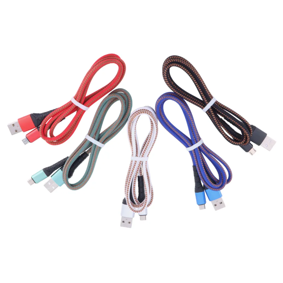 2A Nylon Micro USB Type C Kabels Snel opladen 1M Mobiele telefoonlader Kabel Gegevens Synchronisatie Draadsnoer voor Xiaomi Huawei