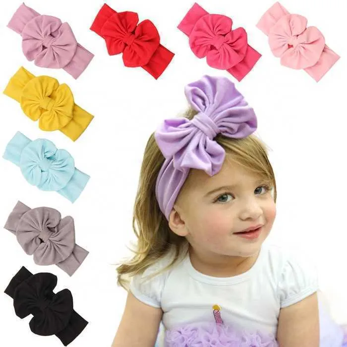 9 Colori Bambini Cotone Bowknot Fascia Carino Soild Colore Morbido Elastico Accessori Per Capelli Per Bambini Copricapo Per Bambini