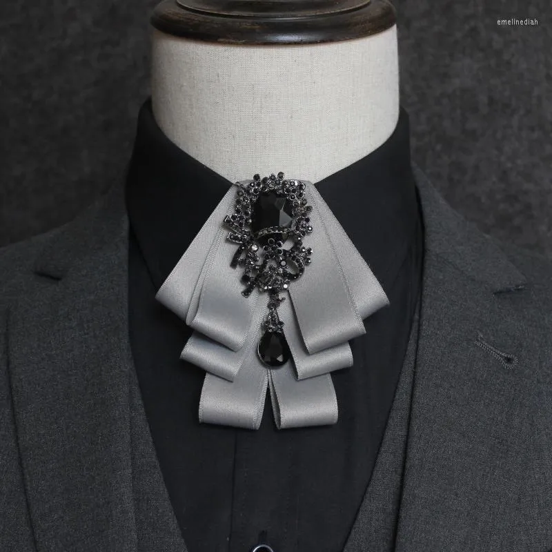 Bow Ties Men's Male Spring Suit Collar Flower Gentleman Japan Korea Rhinestone Tie Groom Man Host Performance
