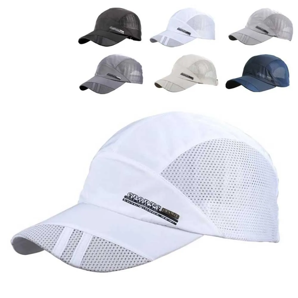 Snapbacks moda mężczyźni Summer Outdoor Sports Baseball Hat Running Visor Hot Popularny Niwe Cool Quick Dry Mesh 6 Klren L221028