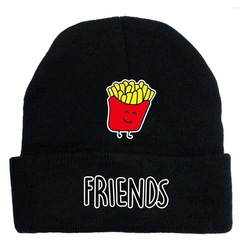 Berets 2022 Food Cartoon Printed Knitted Hat For Men And Women Same Warm Cold-proof Casual Wool