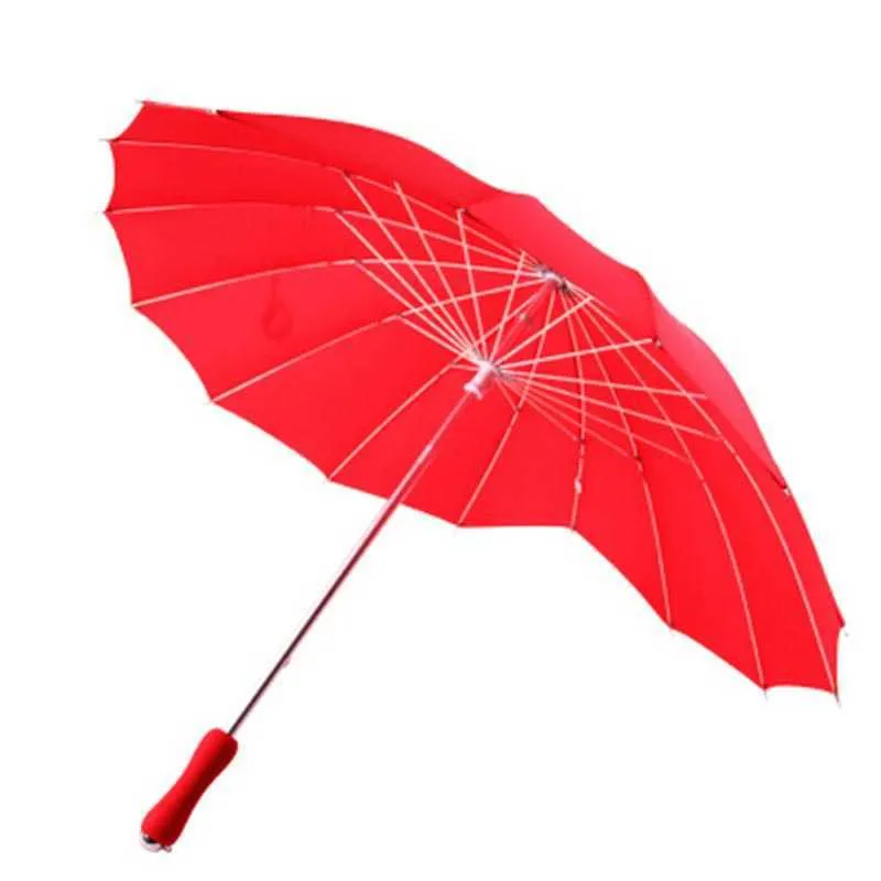 Paraplyer kreativa hjärtformade kärlek paraply brud brud bröllop gåva fast färg röd vattentät och vindtät paraply för män och kvinnor