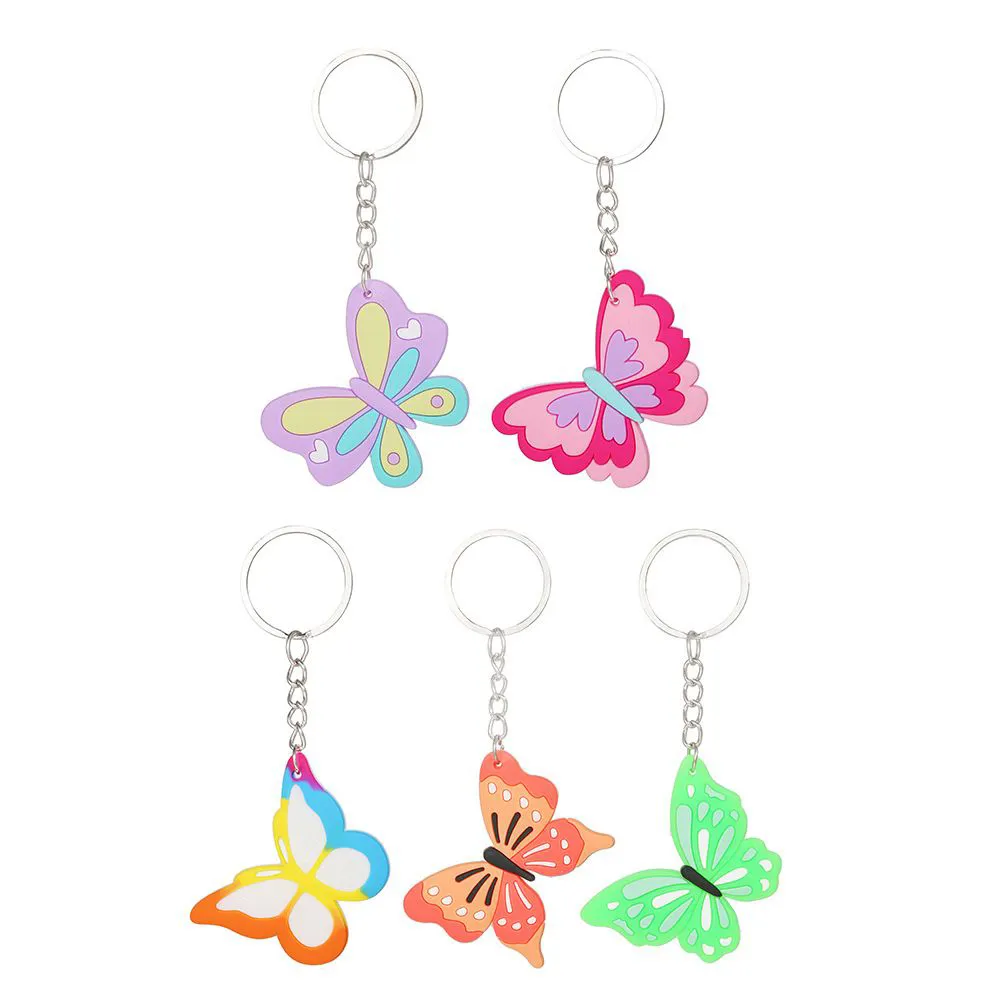 Fashion Accessories Butterfly Keychains Cartoon PVC Keychain Luggage Decoration Pendant Key Chain Keyring