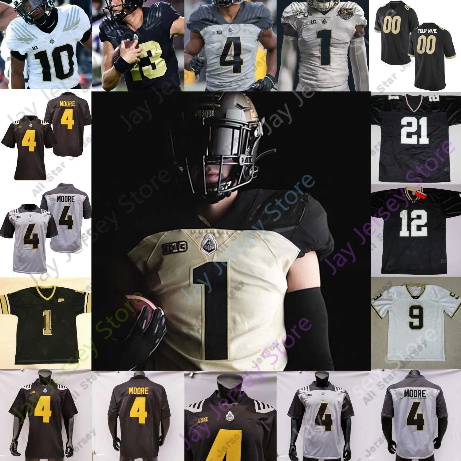 Camisa de futebol personalizada Purdue Boilermakers Ncaa College Drew Brees Aidan O'connell King Doerue Charlie Jones Jefferson