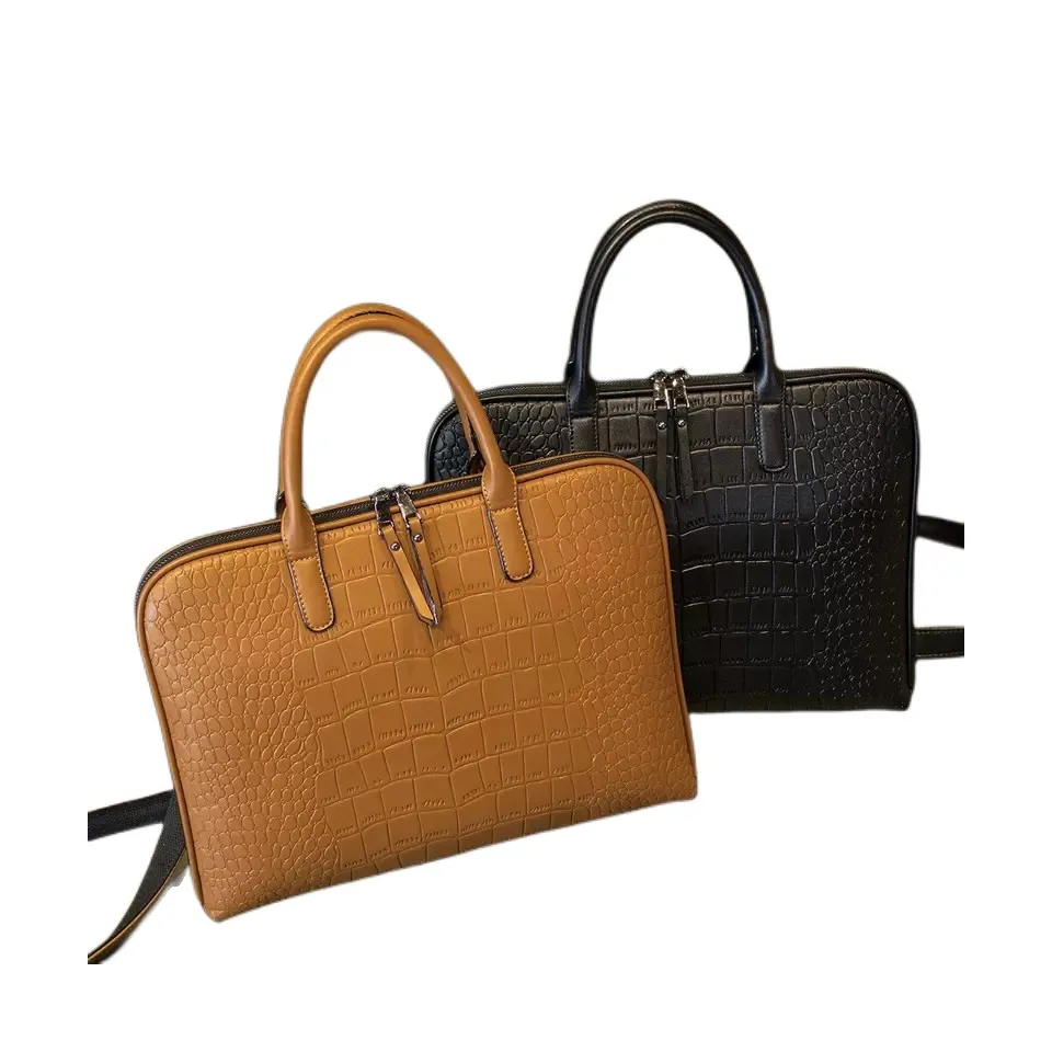 Business Womens Portcase Leather Handbag Women Totes 15,6 14 tum Laptop Bag Axel Kontorsv￤skor f￶r kvinnliga portf￶ljer