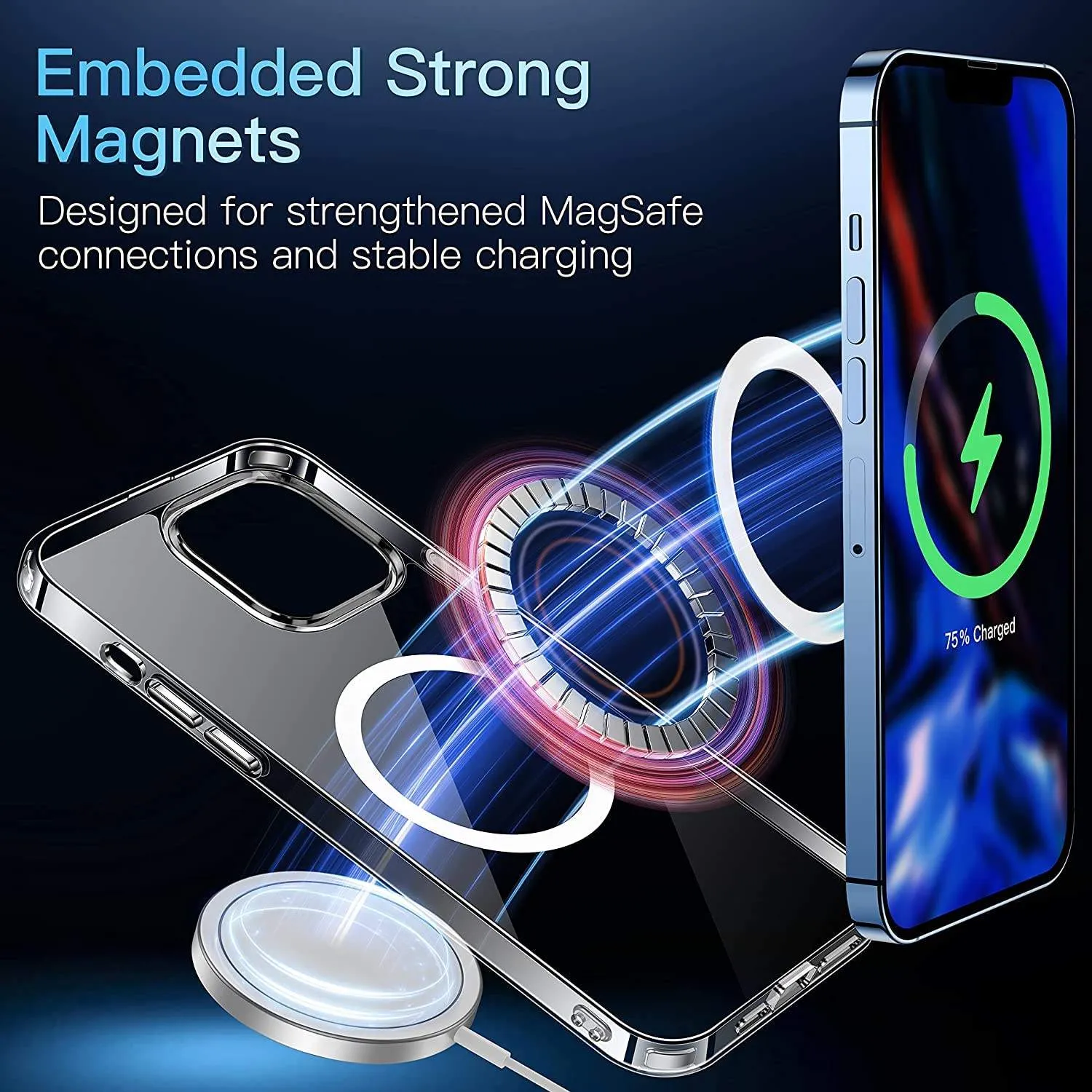 Magsoge Transparent Clear Acrylic Magnetic Shockproof Phone Cases for iPhone 14 13 12 11 Pro Max Mini XR XS X 8 7 Plus Compatible Magsafe 