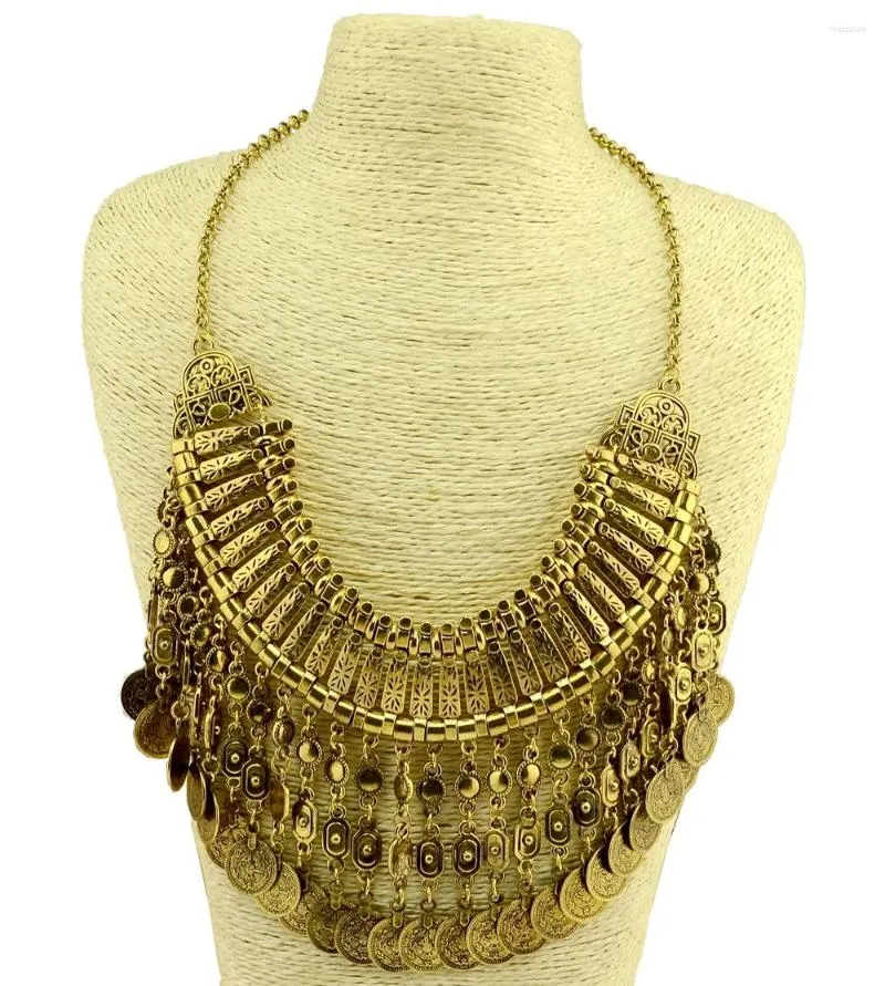 Collier ras du cou bohème Vintage avec pièces de monnaie, collier ethnique, pendentif Maxi pour femmes, bijoux en métal, cadeaux