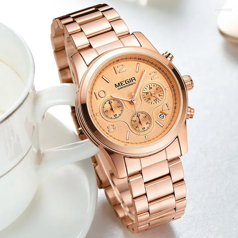 Нарученные часы Megir Women Luxury Top Brand Brand Quartz Fashion Business Watch Tadies одевает водонепроницаемые часы Женщины FEMININO