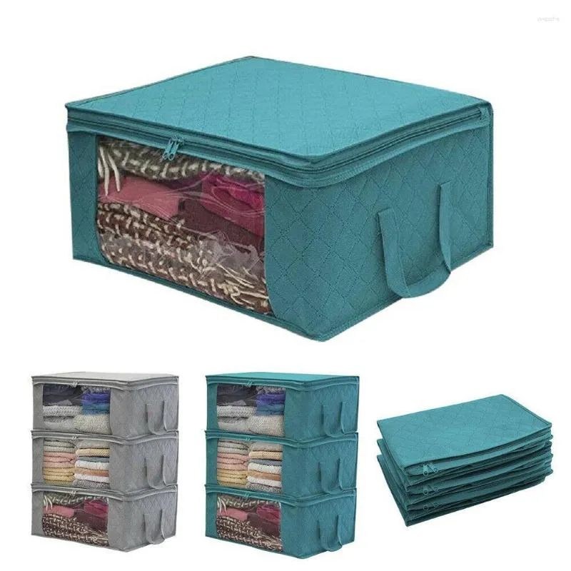 Clothing Storage Foldable Large Non-woven Clothes Quilt Blanket Zipper Bag Organizer Box Bags