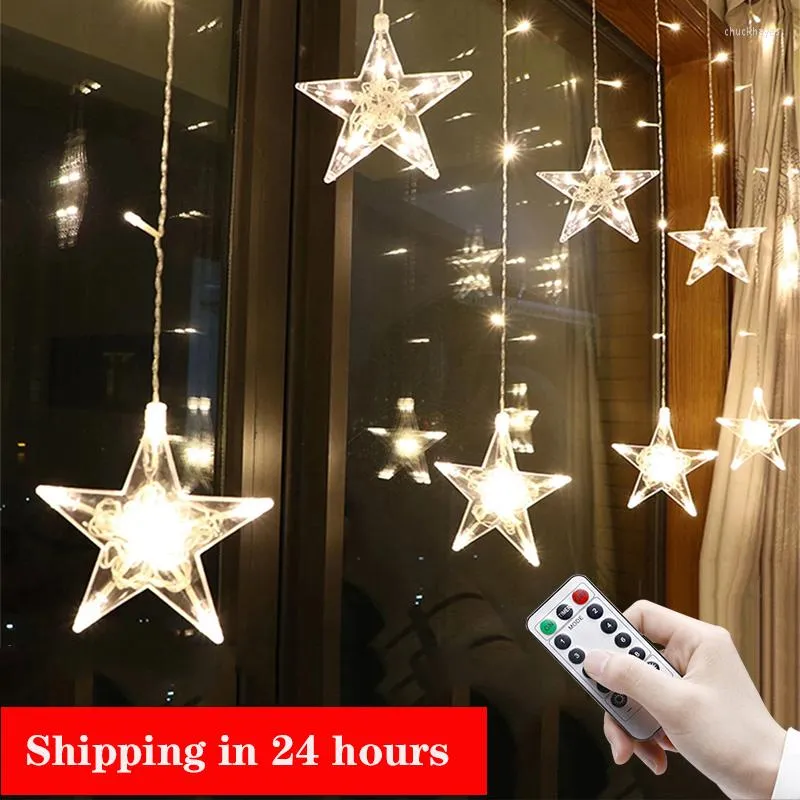 Strings Fairy Lights LED Christmas Garland Curtain Star String Light 2,5m Indoor na 2022 rok sypialnia domowa dekoracja ślubna