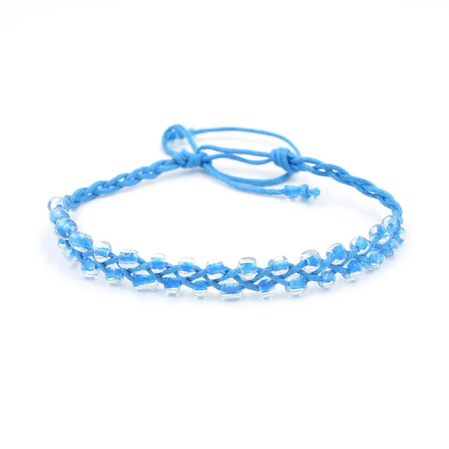 Braid Beads Cord Knot Bracelet: Handmade Hemp Rope Acrylic Beaded