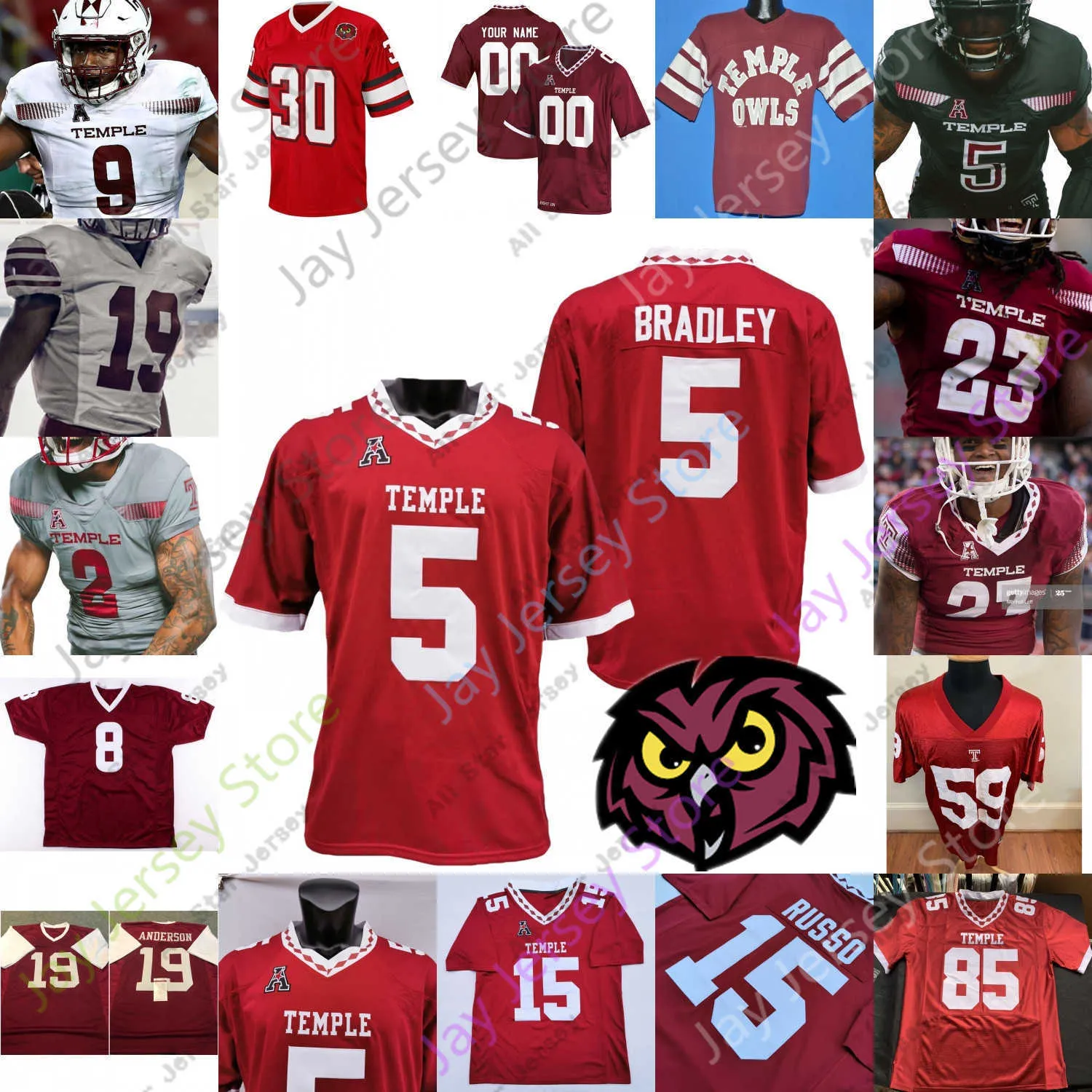 축구 유니폼 Temple Owls Football Jersey NCAA College Travon Williams Zack Mesday Ryquell Armstead Bryant Dogbe matakevich Anderson Wilkerson Reddick