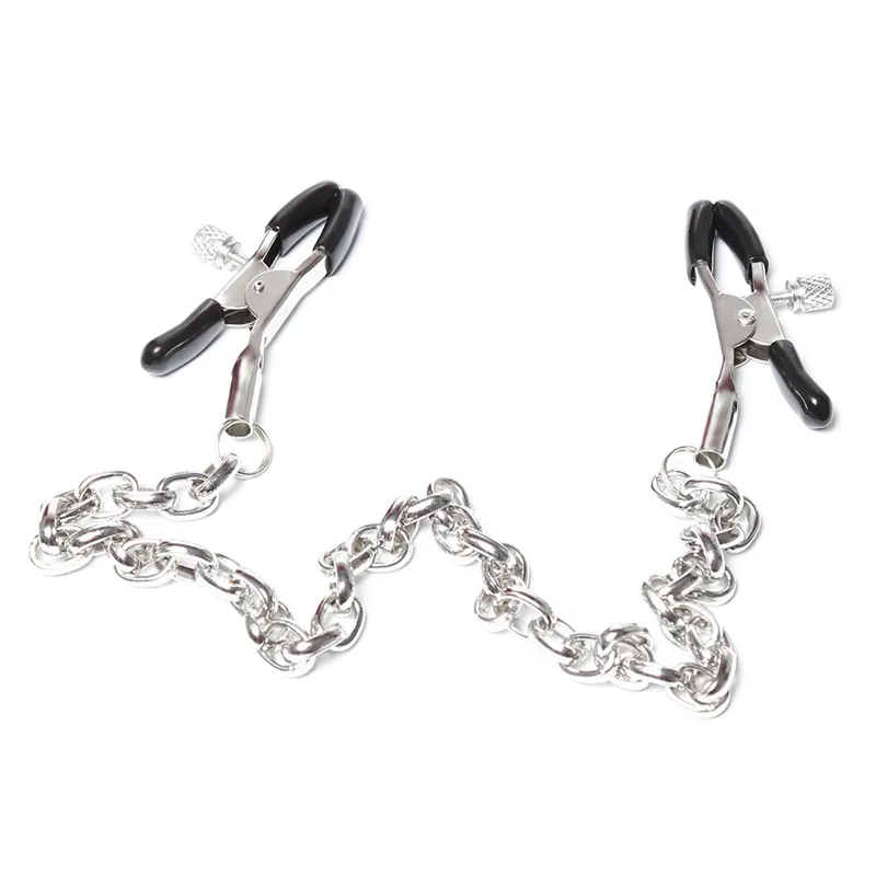 Sexy Costumes Stainless Steel Metal Chain Nipple Milk Clips Breast Clip Sex Slaves Nipple Clamps