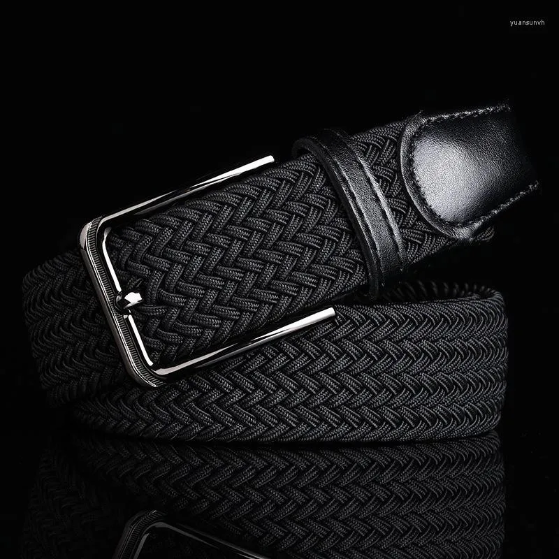 Belts Canvas Belt Casual Men's Free Punch Pin Buckle Lengthened Golf Fashion Stretch Woven Elastic Trousers