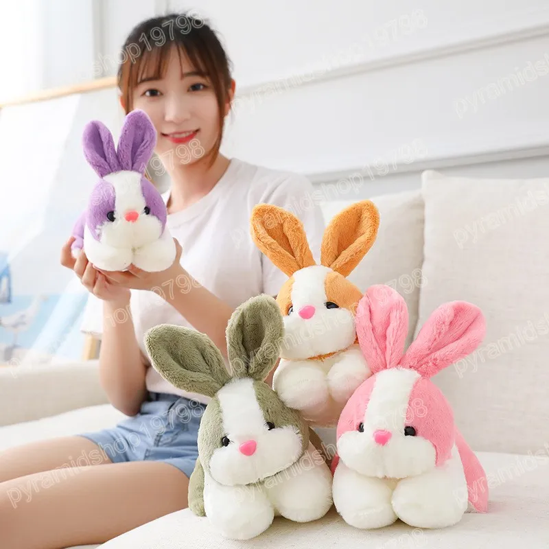 Poupée en peluche lapin de Simulation Kawaii, 4 couleurs, 22cm, Animal mignon et réel, jouets en peluche, décoration de maison, dessin animé, cadeau pour enfants