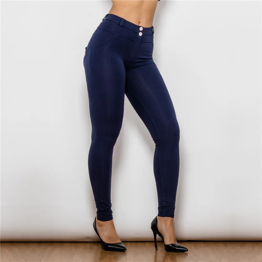 Navy Blue Push Up Leggings With Pockets For Workout And Fitness Mid Rise,  Super Stretch, Skinny Fit From Shascullfites, $27.86