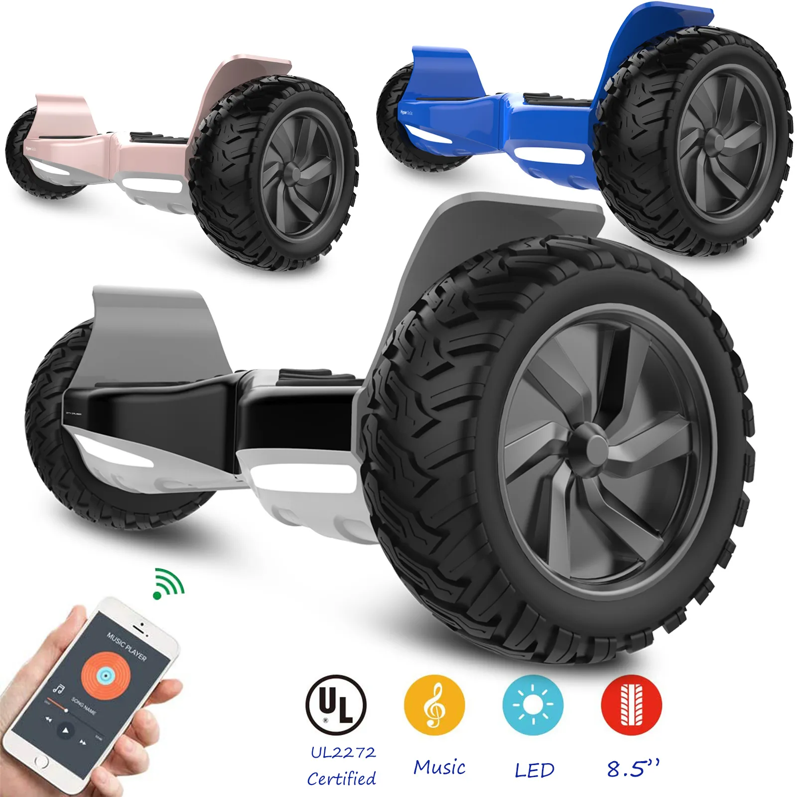 Hulajnogi Hoverboard 85 Cal OffRoad elektryczne samobalansujące skutery AllTerrain Hover EScooter Board Bluetooth dla dorosłych dzieci 221028