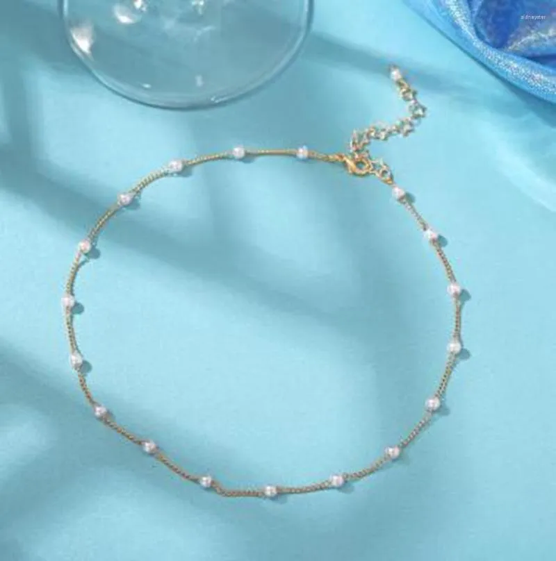 Ras du cou femmes Simple perle perle chaîne collier cristal feuille gland pour bijoux de mode accessoires de bal