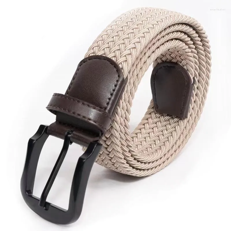 Belts Men's Belt Woven Korean Fashion Casual Youth Pure Black Non-Porous Elastic Pants