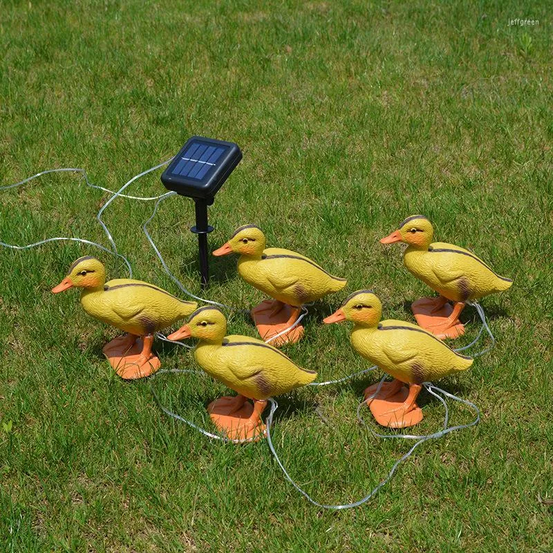 In 1 LED Solar Duck Shape Stake Light Powered Outdoor String Lights Home Garden Decorative Lawn Yard Lamp