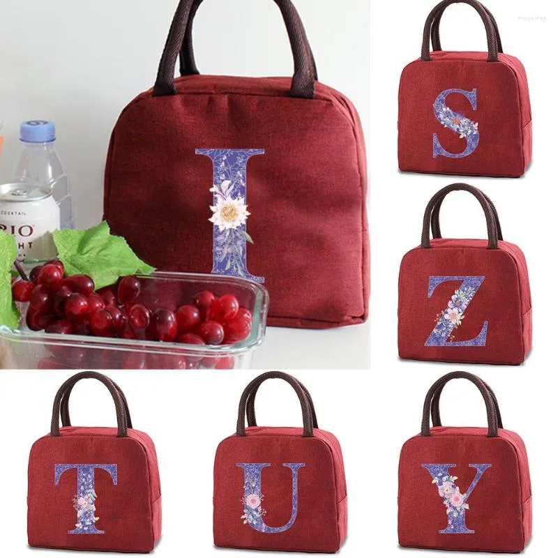 Duffel Bags Pink Flower Printing Lunch Bag Thermal Dinner Food Cooler School Picnic Zipper Women Box Hangbags