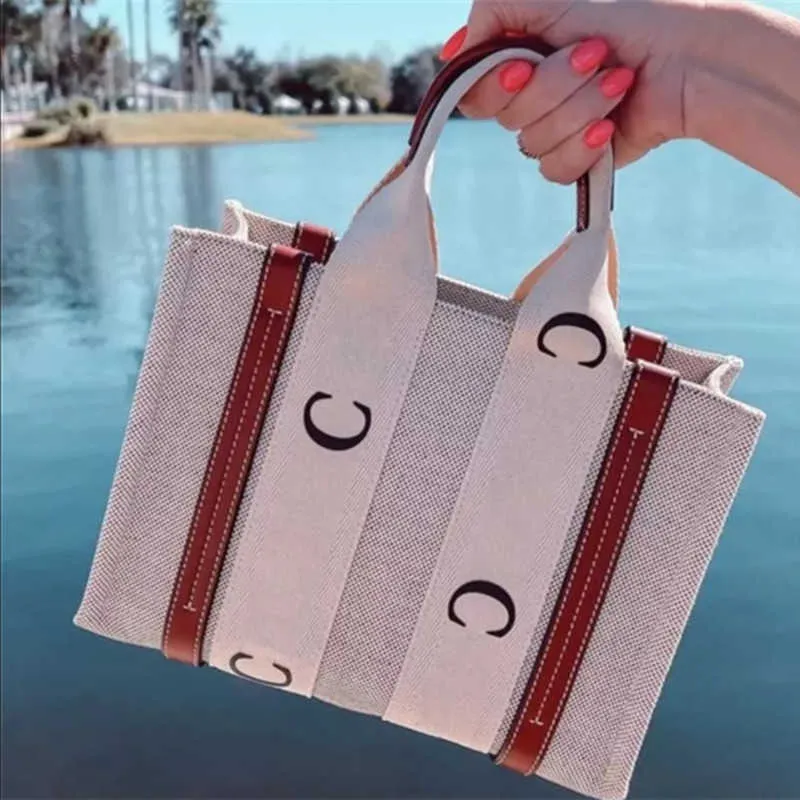 CH Calidad Mujeres Bolsos de viaje Woody Totes Bolsa de compras Bolso Top Nylon Hobo Moda Lino Grandes Bolsas de playa Diseñador de lujo Crossbody