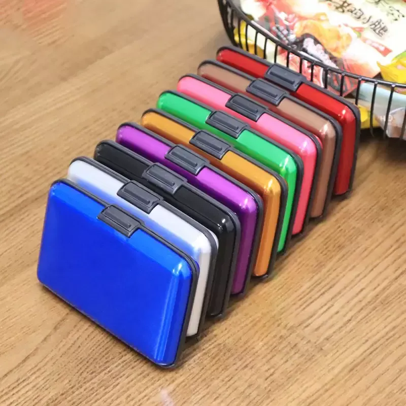 Aluminum Alloy Mini Briefcase Card Holders Color Anti-Magnetic Card Box Protable Cover Case Upscale Stripe Resistant Aluma Wallet