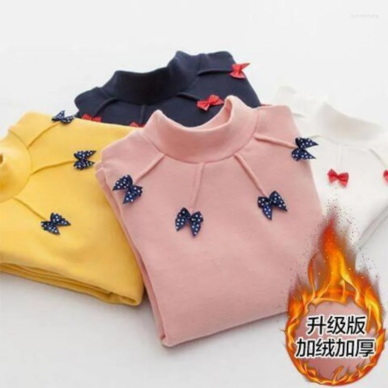 Chemises vêtements pour enfants fille col haut arc hiver chemise à fond à manches longues bébé fille haut tendance T-shirt de Style étranger