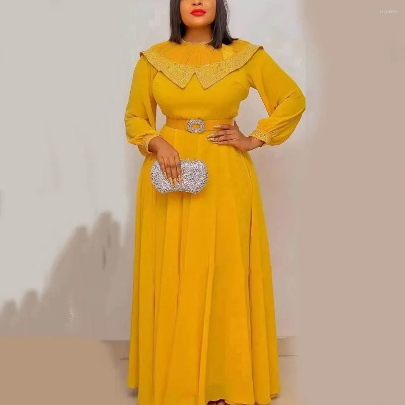 Etniska kläder 2022 Ramadan Eid Abaya Dubai Muslim Summer Chiffon Party Maxi Dress African Dresses For Women Kaftan Arabic Turkey Islam