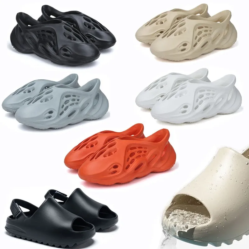 Outdoor Slides Sports Sneakers Kids Designer Slippers Khaki Black White Beach Children Shoes